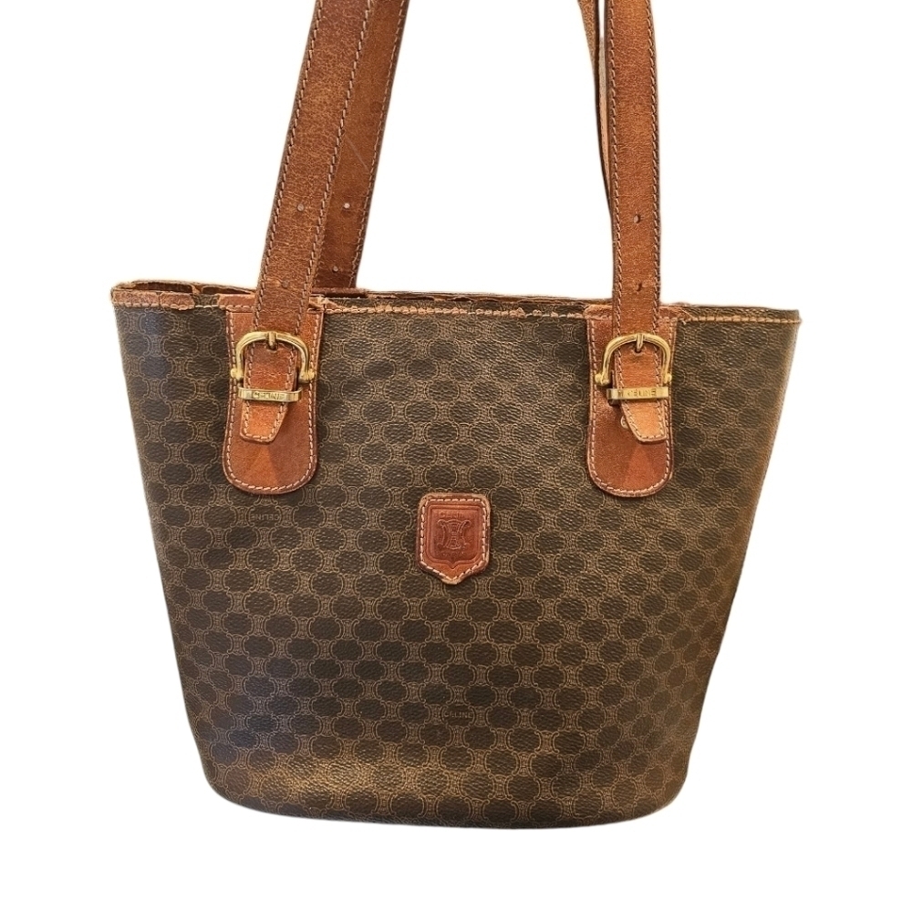 Celine Macadam Vintage Tote Shoulder Bag - Classic Brown